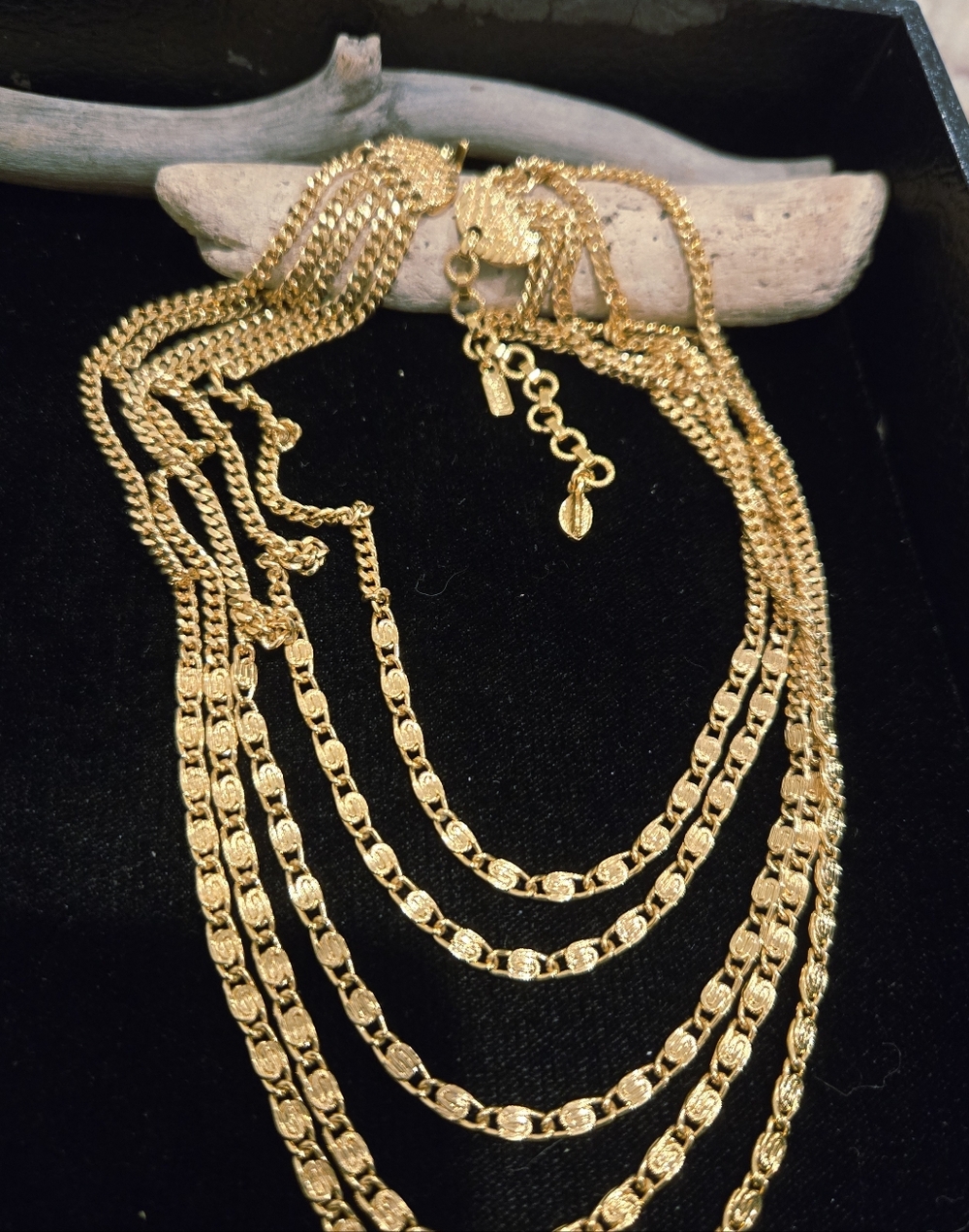 Vintage Monet Gold Multi-Strand (5) Chain Necklace - Elegant Layered